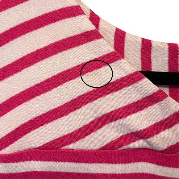 Kim Rogers Women’s Criss Cross V-Neck Top Pink Stripe Sz Medium - Picture 5 of 6